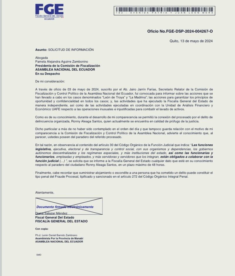 Pedido de la Fiscalía a Pamela Aguirre