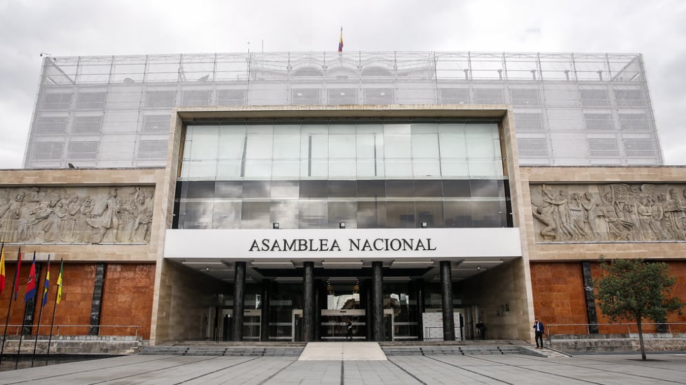 Una persona se quitó al interior de la Asamblea Nacional, en Quito,.