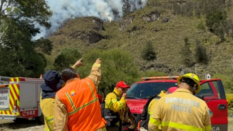 Incendio forestal en Paute