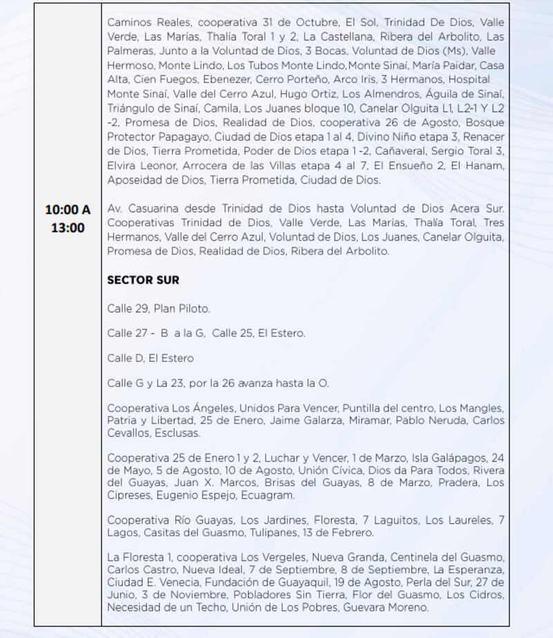 'Apagones' para este jueves 16 de noviembre.