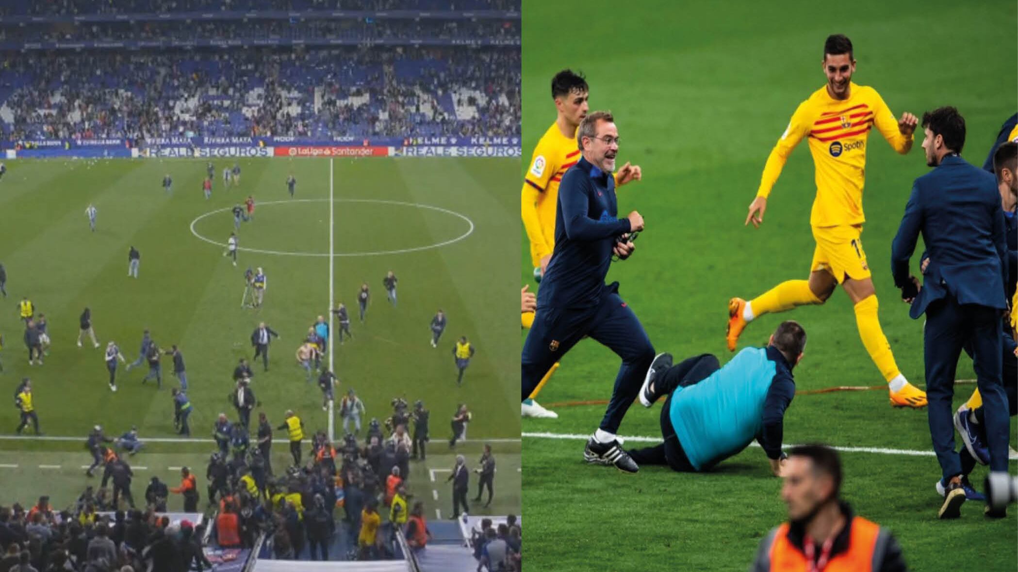 El FC Barcelona no pudo celebrar el título y tuvo que huir al vestuario