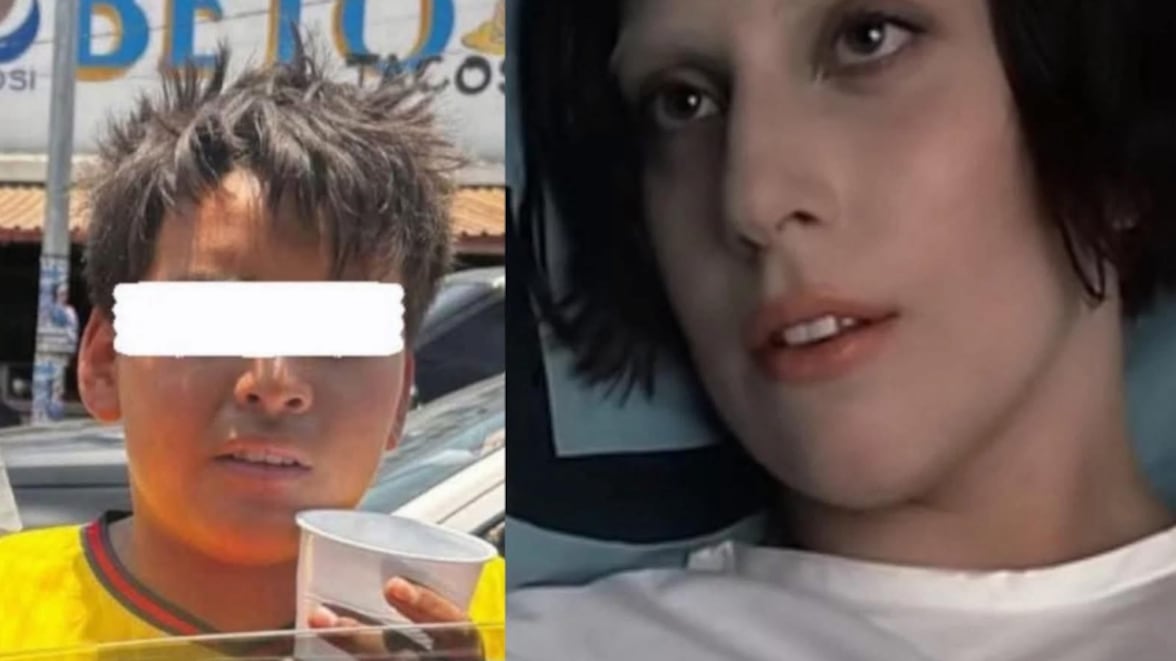 Niño usa fotografía de Lady Gaga para pedir caridad en la calle.