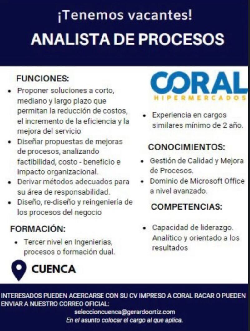 Vacantes laborales en Cuenca