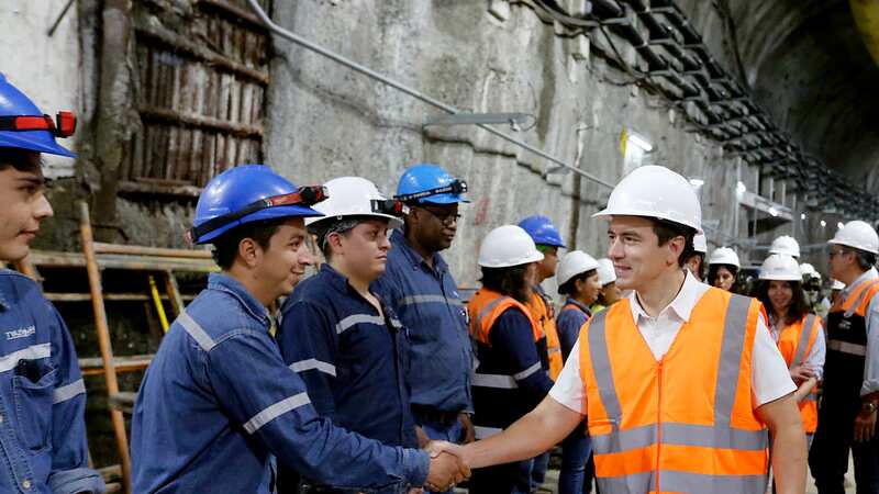 Presidente Noboa inspeccionó obras que pondrán al 100% al complejo hidroeléctrico Toachi Pilatón