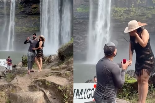 VIDEO:Accidente con pancarta convierte pedida de matrimonio en viral