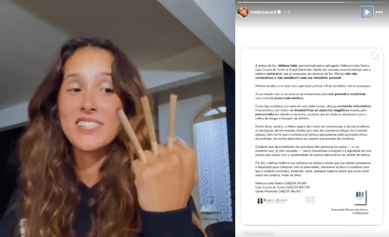 Influencer brasileña Melissa Said da declaraciones tras ser arrestada posupuestos vínculos a banda de tráfico y lavado de dinero
