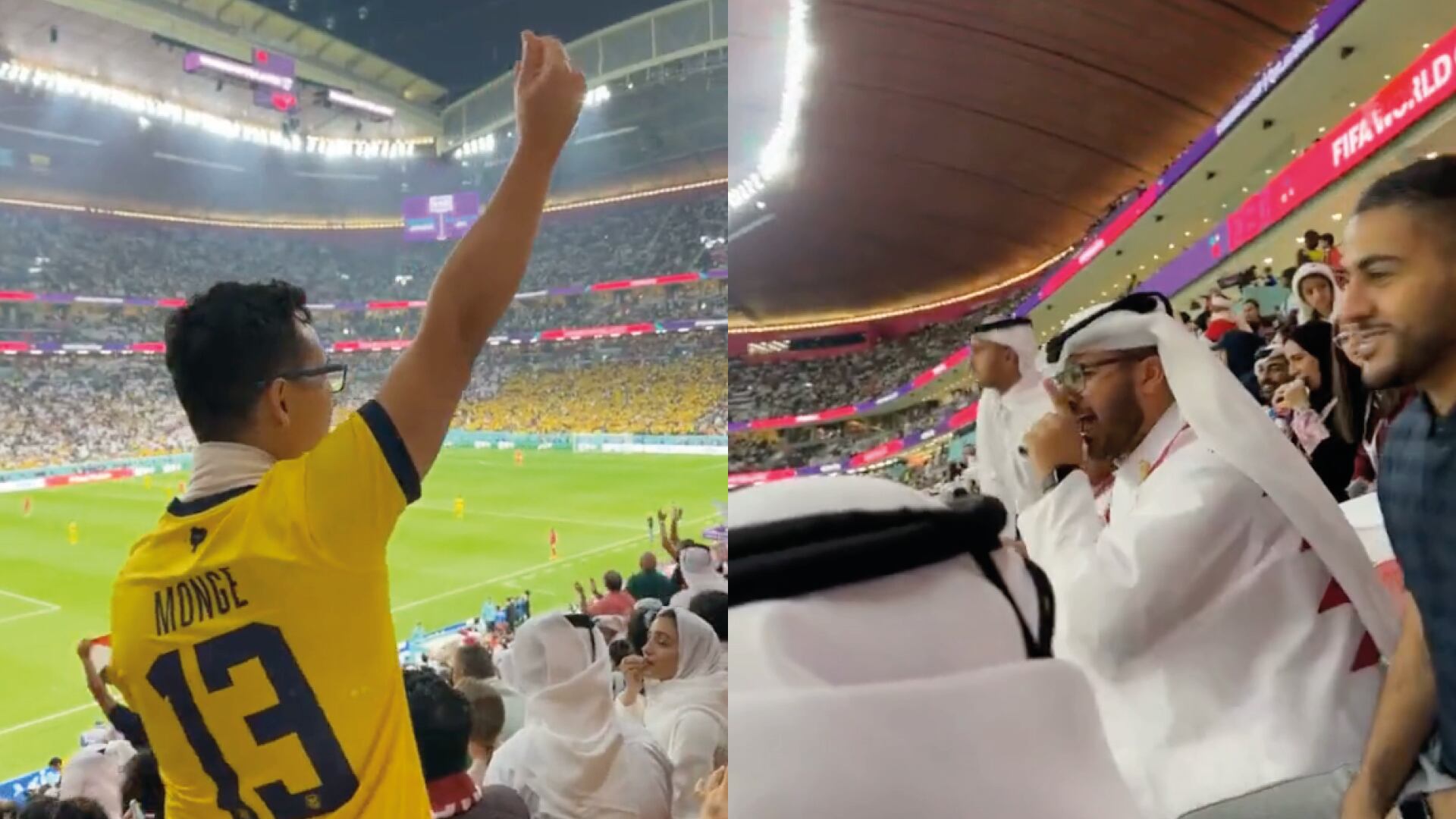 Hincha ecuatoriano e hincha qatarí