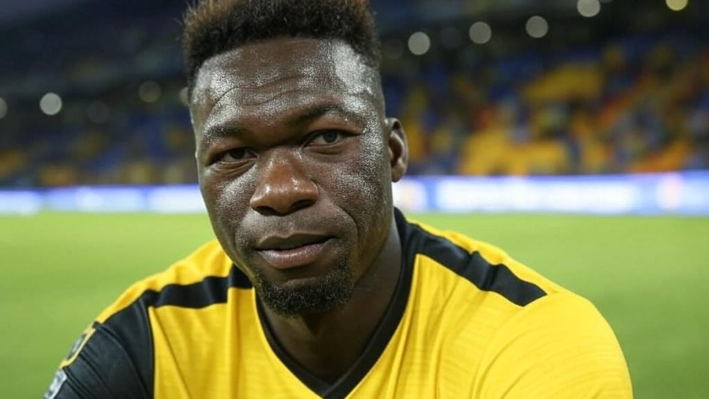Felipe Caicedo con la camiseta del Barcelona SC según la IA