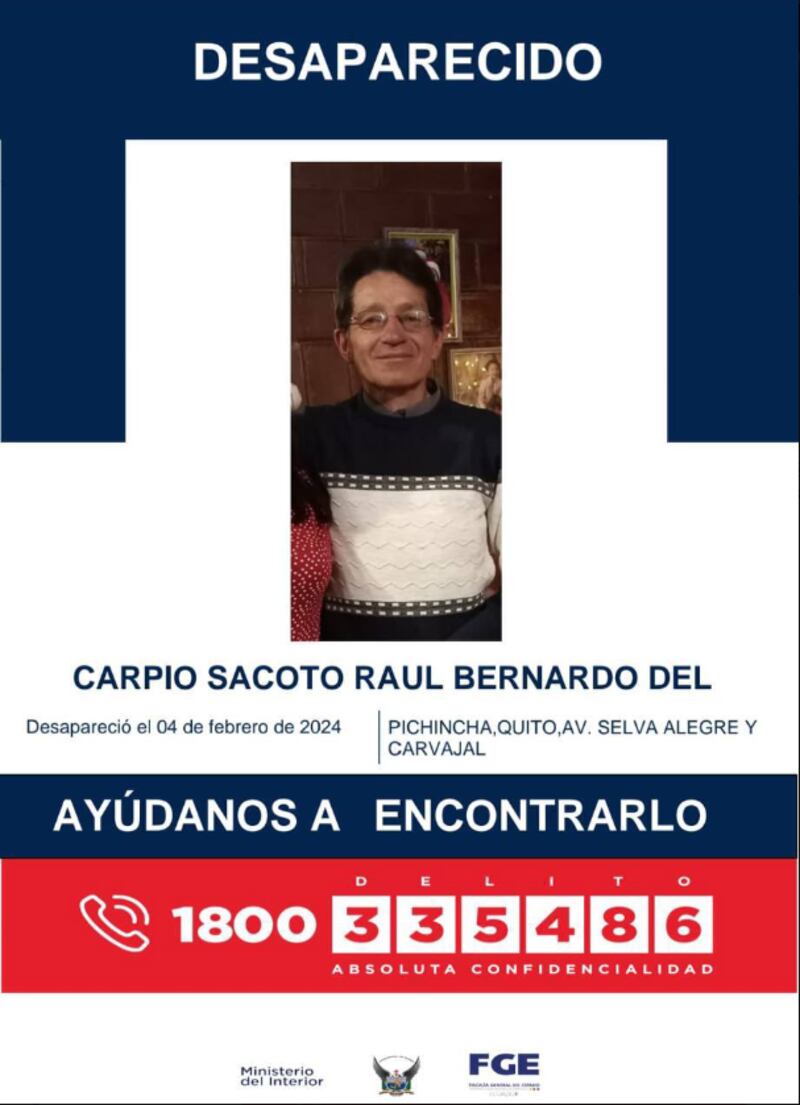 Quito: reportan la desaparición de ciudadano en el norte de la capital.