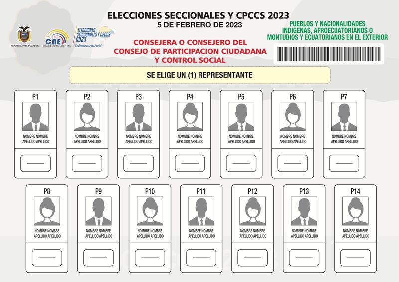 Papeleta para elegir Consejo de Participación Ciudadana- Pueblos y Nacionalidades