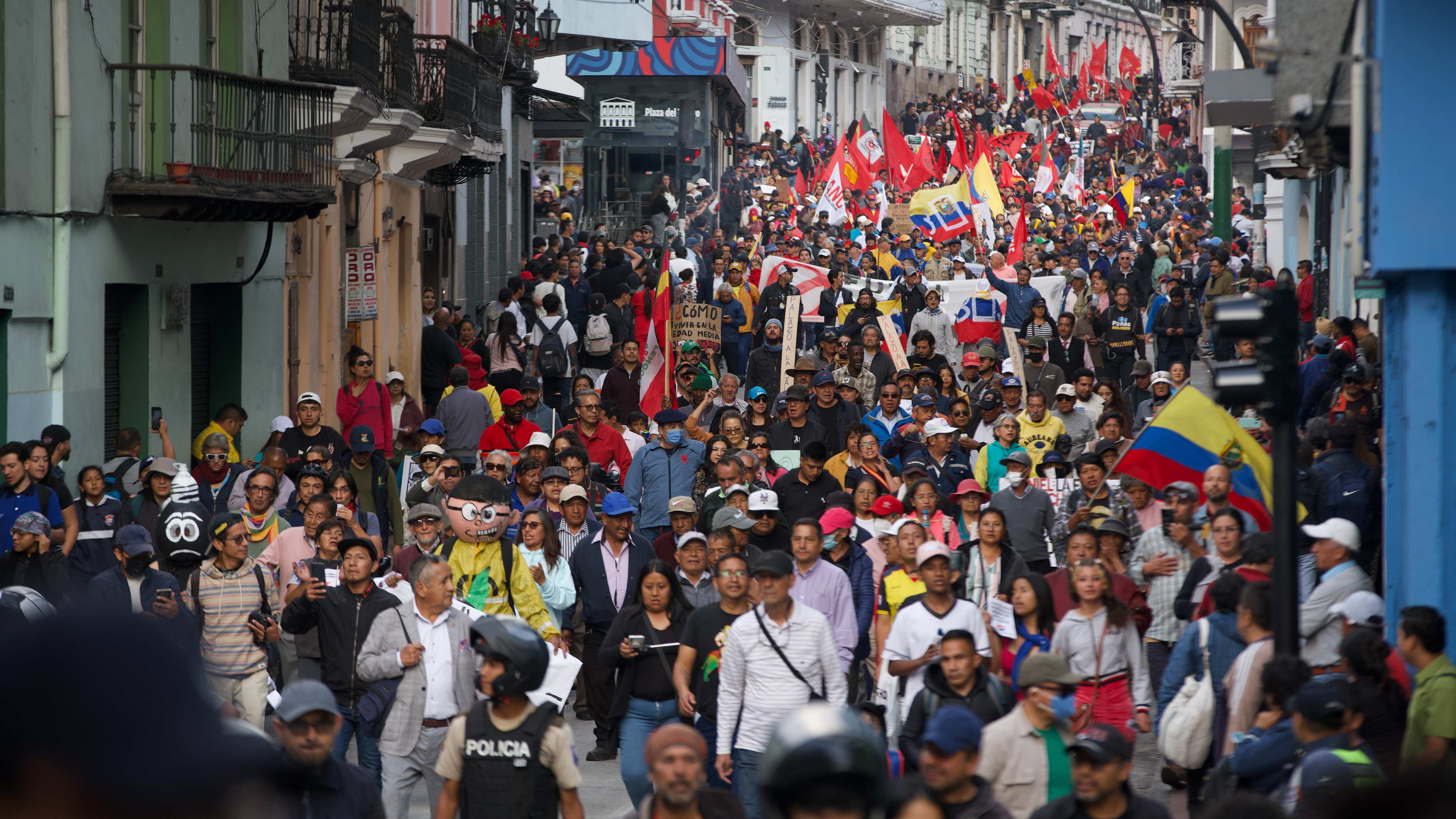 Manifestaciones en el centro de Quito.