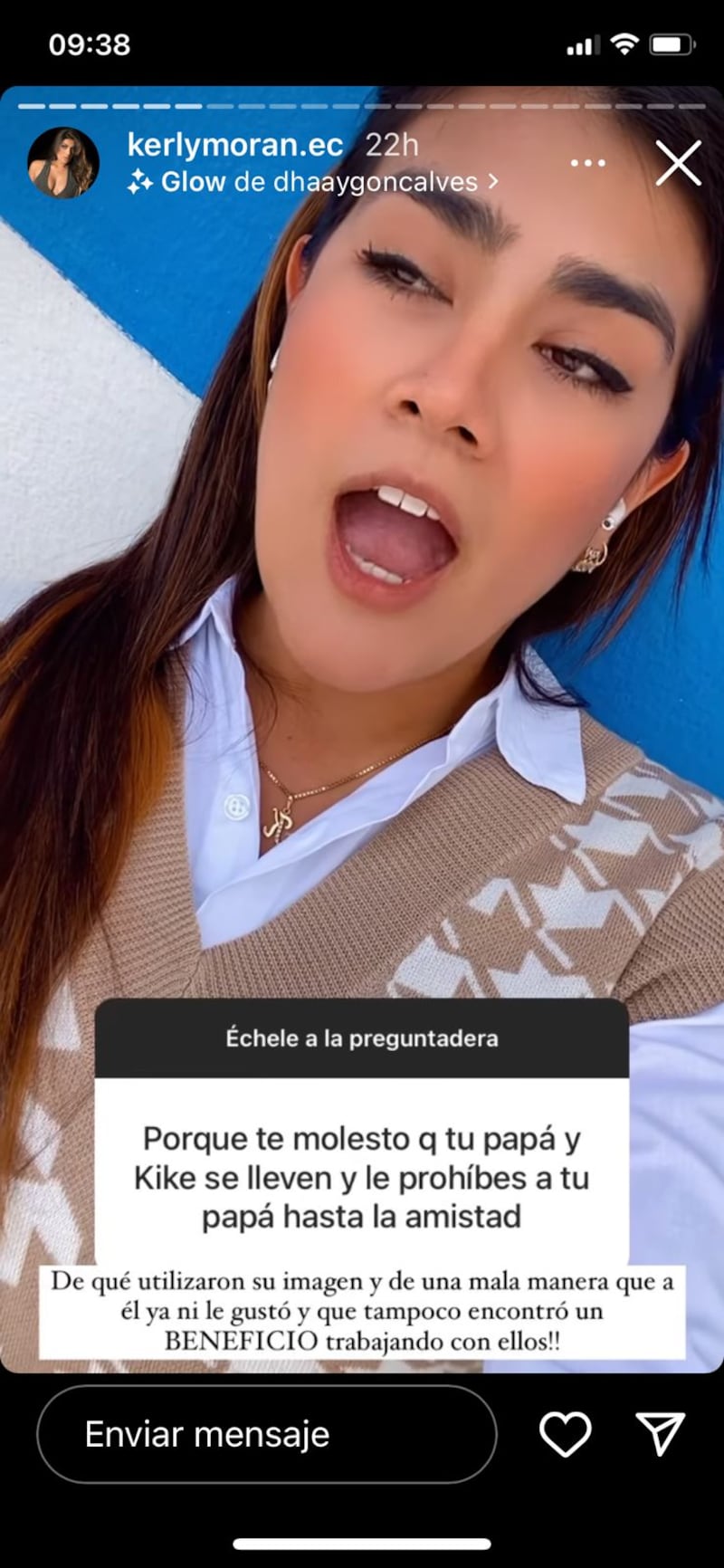 Captura de Instagram de historia de Kerly