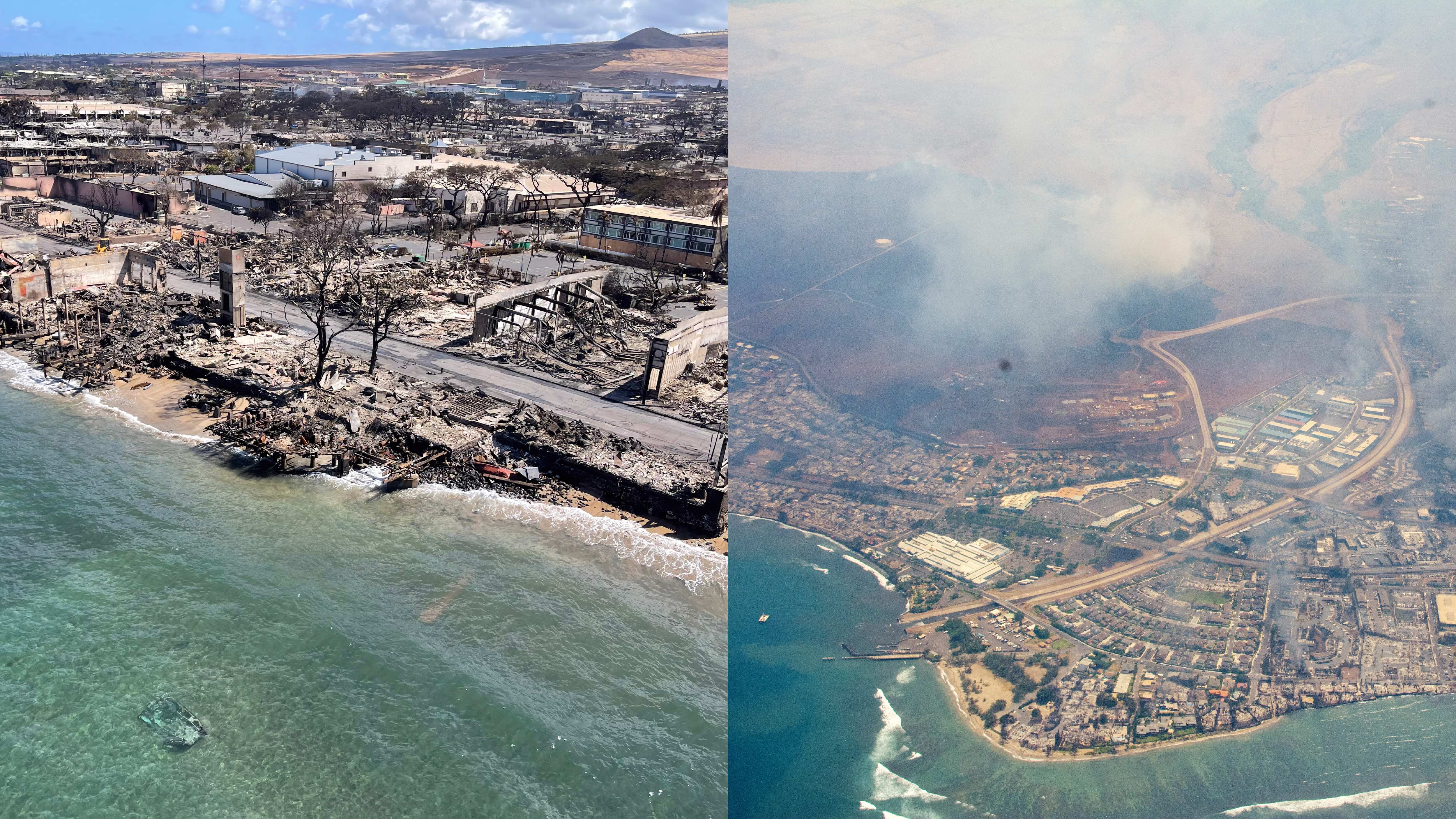 Estremecedoras imágenes del antes y después de los incendios en Hawaii