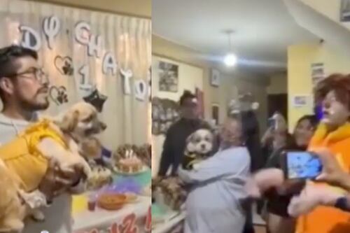 ¡Con todo y payasos! Así festejó un perrito su cumpleaños en familia perruna