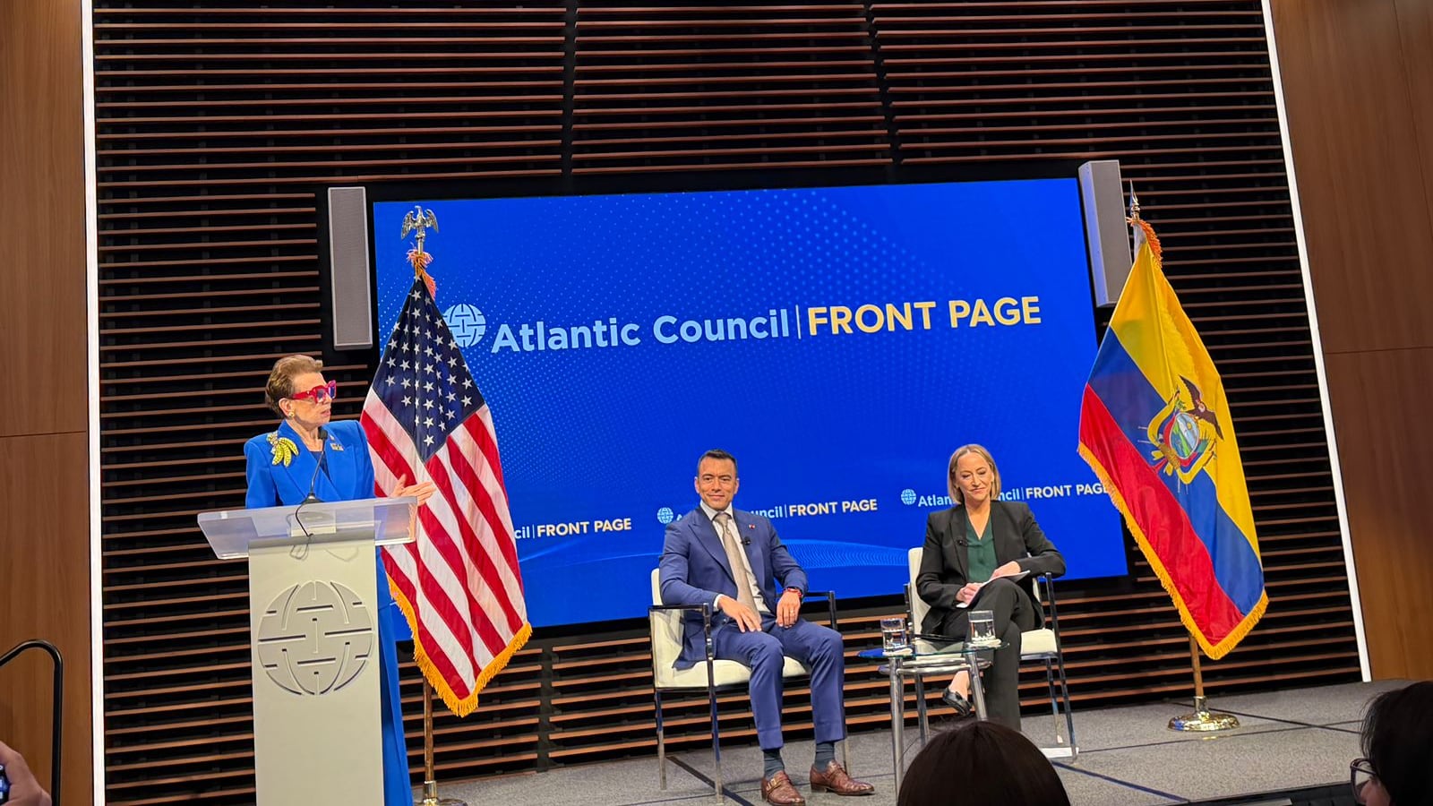 Conversatorio Atlantic Council, en el que participó el presidente de la República, Daniel Noboa, en Washington.