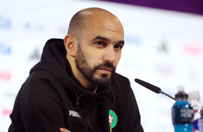Walid Regragui, entrenador de Marruecos, en conferencia de prensa previo al juego de semifinales ante Francia.
