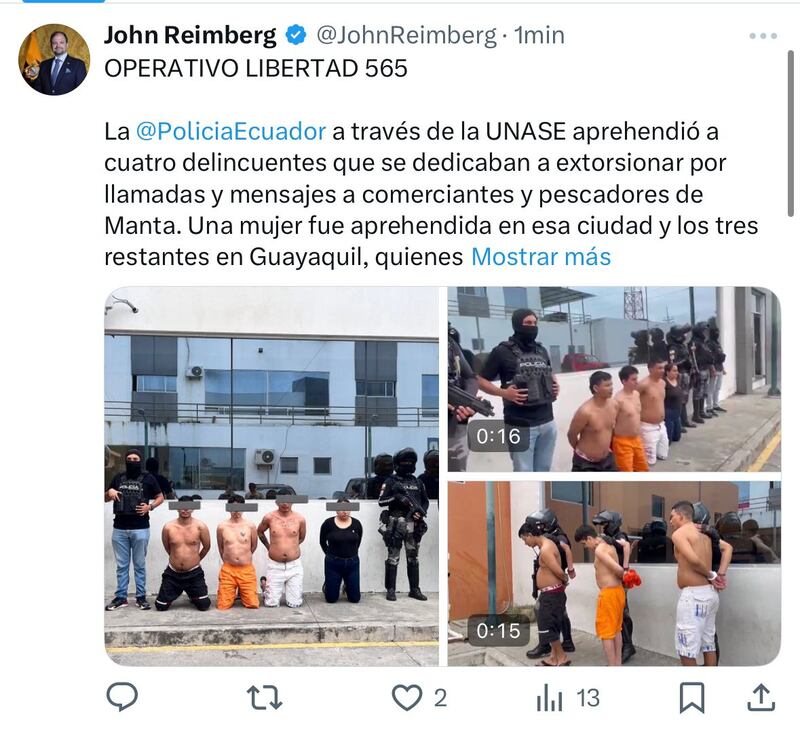 Extorsionaban desde el pabellón de máxima seguridad de la Penitenciaría: exigían USD 5.000 a un pescador en Manta
