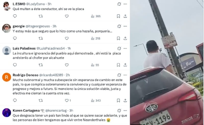 hombre orinando en carro