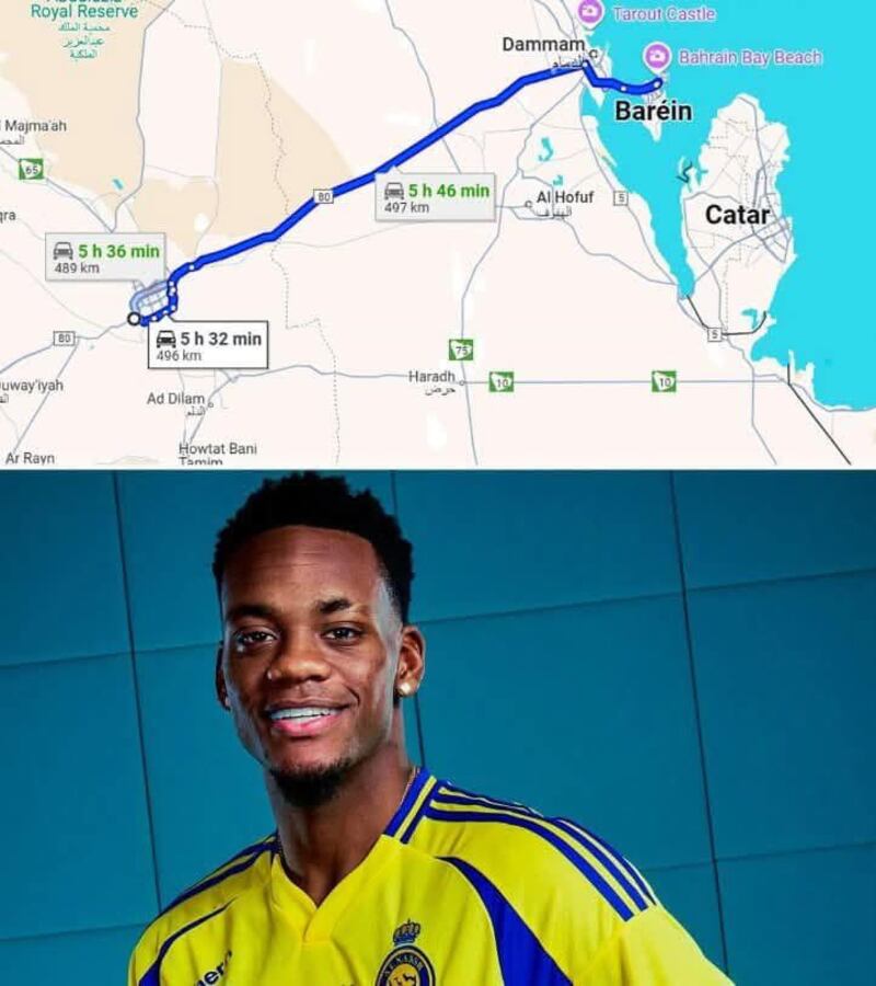 Mapa del recorrido de Jhon Durán a Arabia Saudita