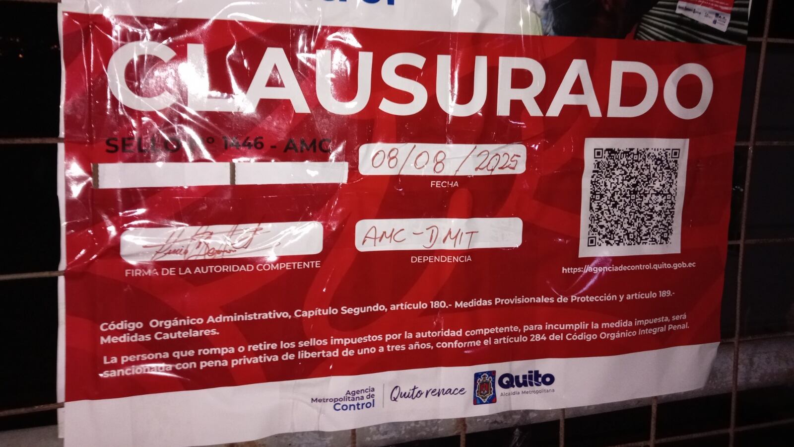 AMC clausuró camal en Pintag