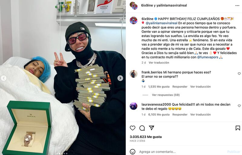 Luego de que Anuel publicara las primeras fotografías de Cattleya sin el permiso de Yailin, Tekashi 6ix9ine salió en su defensa, pero le salió contraproducente.