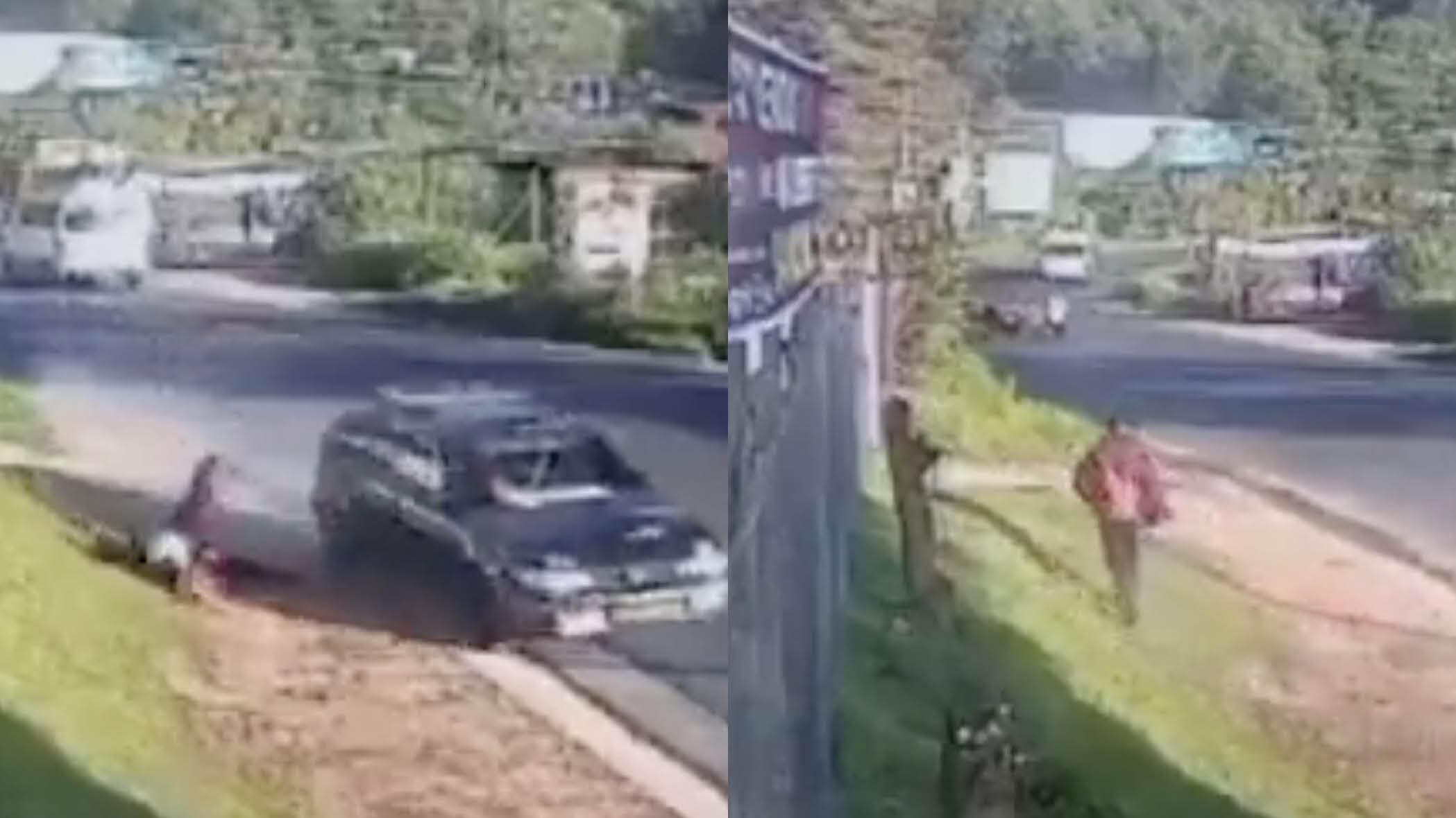 Lo atropellan, se levanta y sigue caminando: video viral muestra como un carro arrolla a un joven y este responde de manera insólita