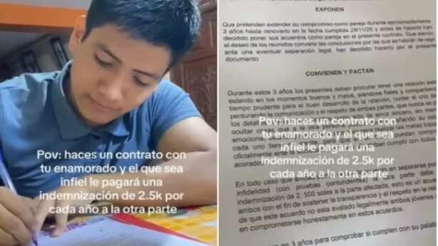 Pareja firmó contrato para evitar infidelidades.
