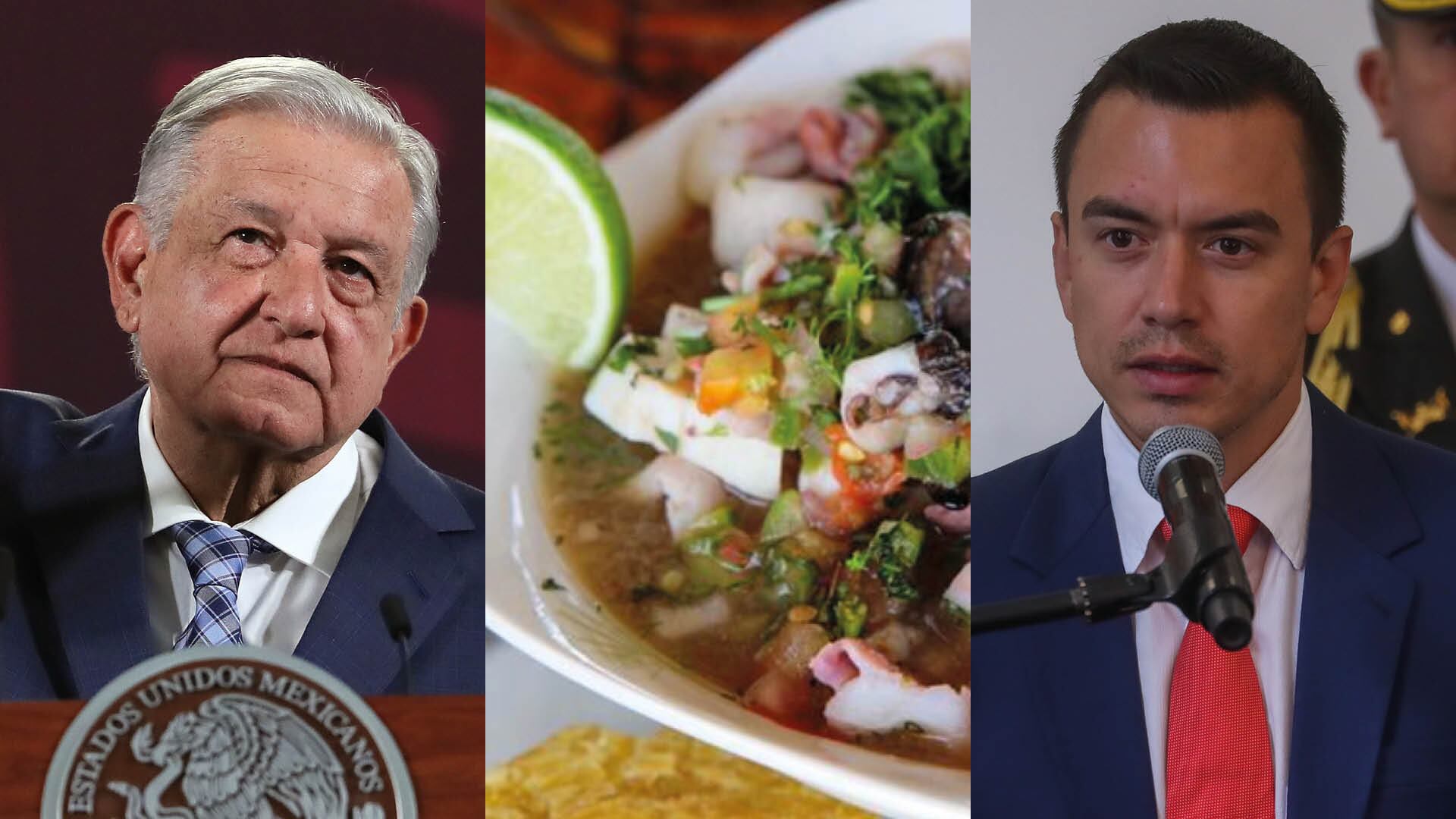 Presidente de México, Andrés Manuel López Obrador/ Ceviche ecuatoriano mixto/presidente Daniel Noboa