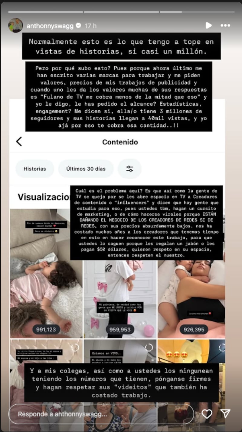 Anthony Swagg estalla contra la gente de TV: “Están dañando el negocio de los creadores de contenido”