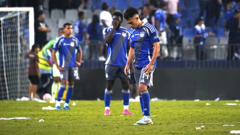Emelec, en la derrota ante Barcelona SC en el estadio Capwell, el 14 de septiembre de 2025, válido por la LigaPro.- FotoAPI