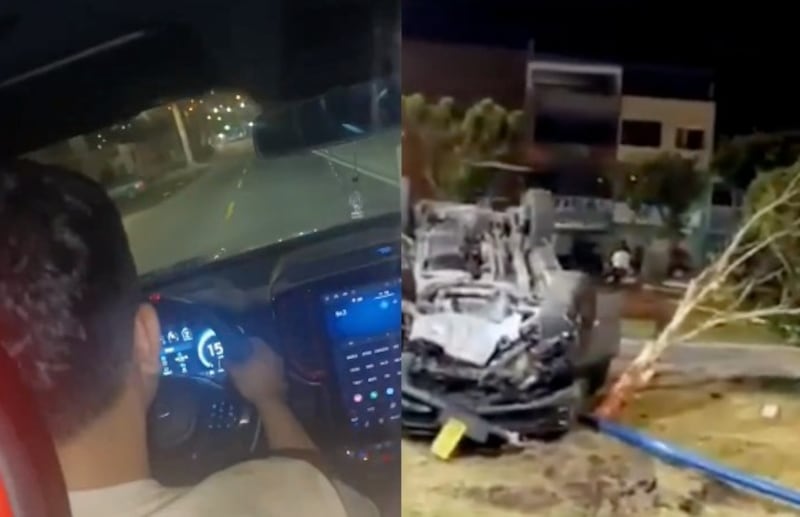 La camioneta terminó volcada tras despistarse en una curva de la antigua Panamericana Norte, en Barranca.