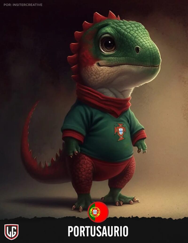 La Inteligencia Artificial creó dinosaurios bebes para representar a Portugal.