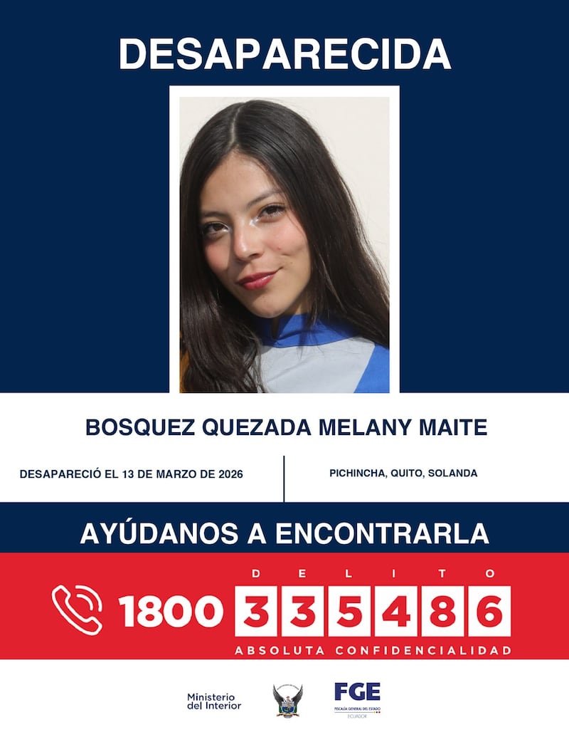 Adolescente de 17 años lleva más de 10 días desaparecida en Quito