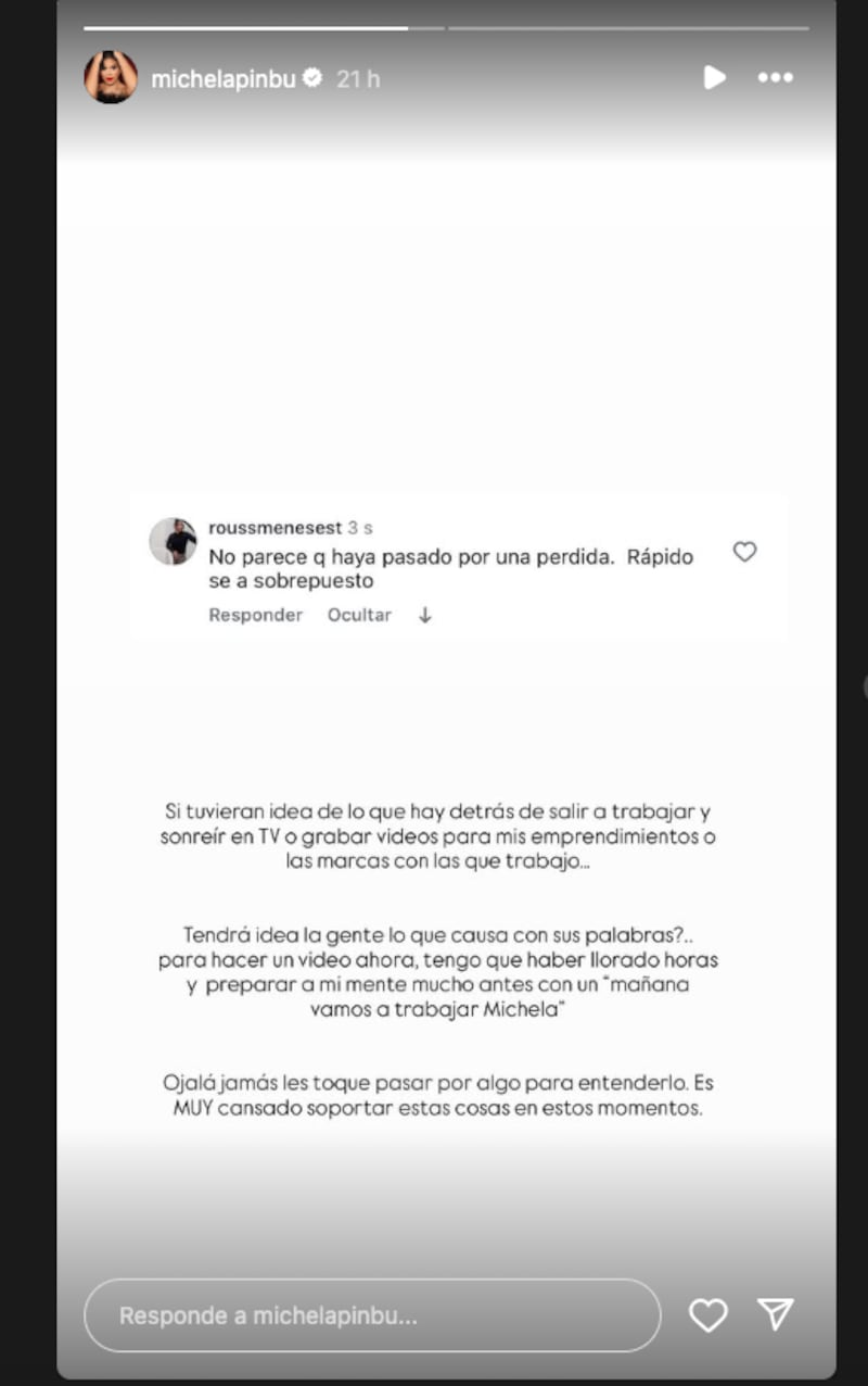 Historias de Instagram de Michela Pincay