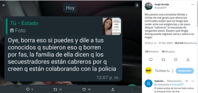 Piden 50.000 dólares por la liberación de Angie Asang, joven secuestrada en el sector Sauces 5 de Guayaquil