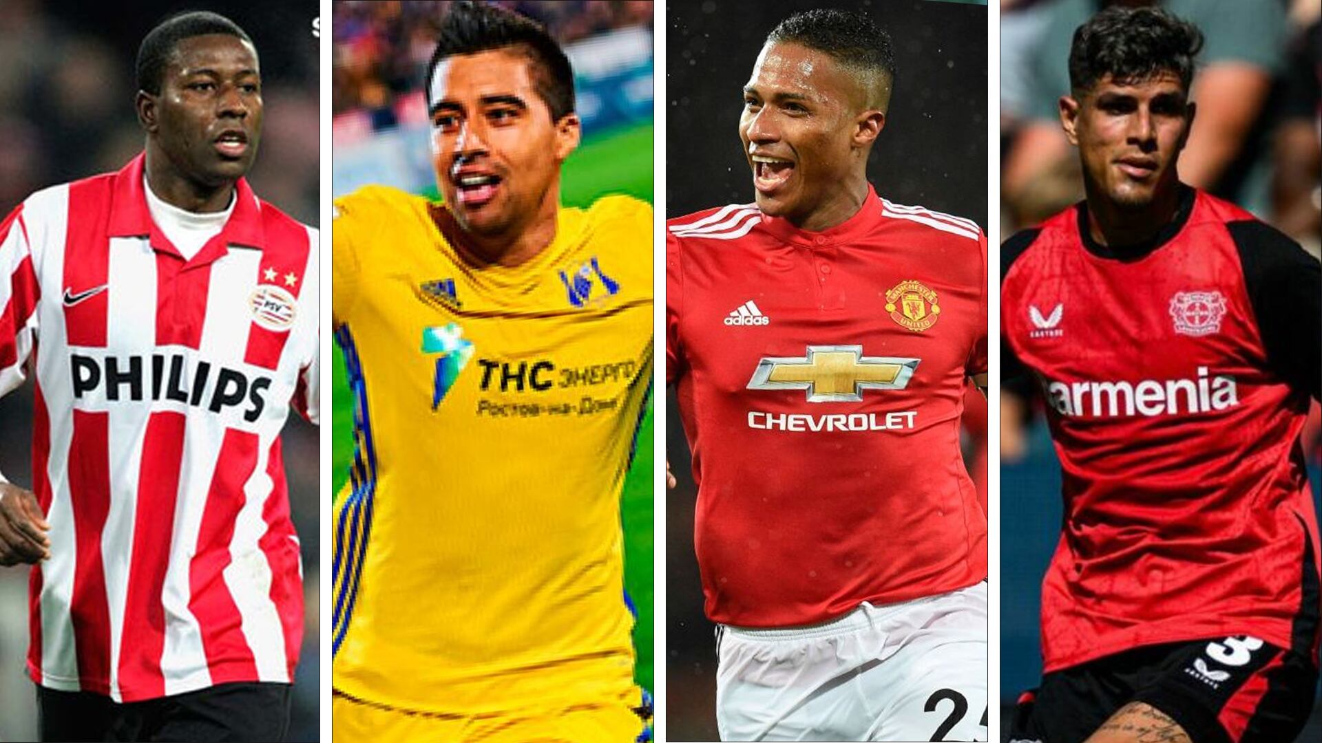 Edison Méndez, Cristhian Noboa, Antonio Valencia y Piero Hincapié en Champions