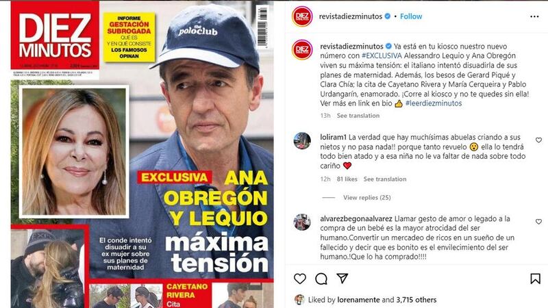 Captura de pantalla de publicación Revista Diez minutos