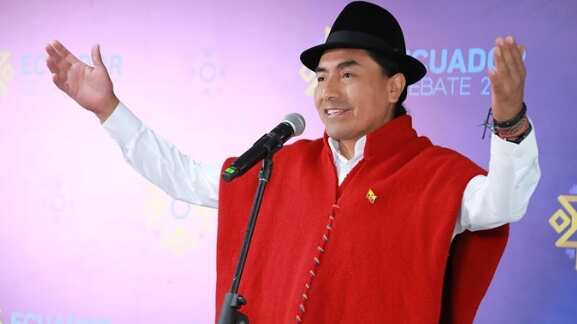 Candidato de Pachakutik, Leonidas Iza.