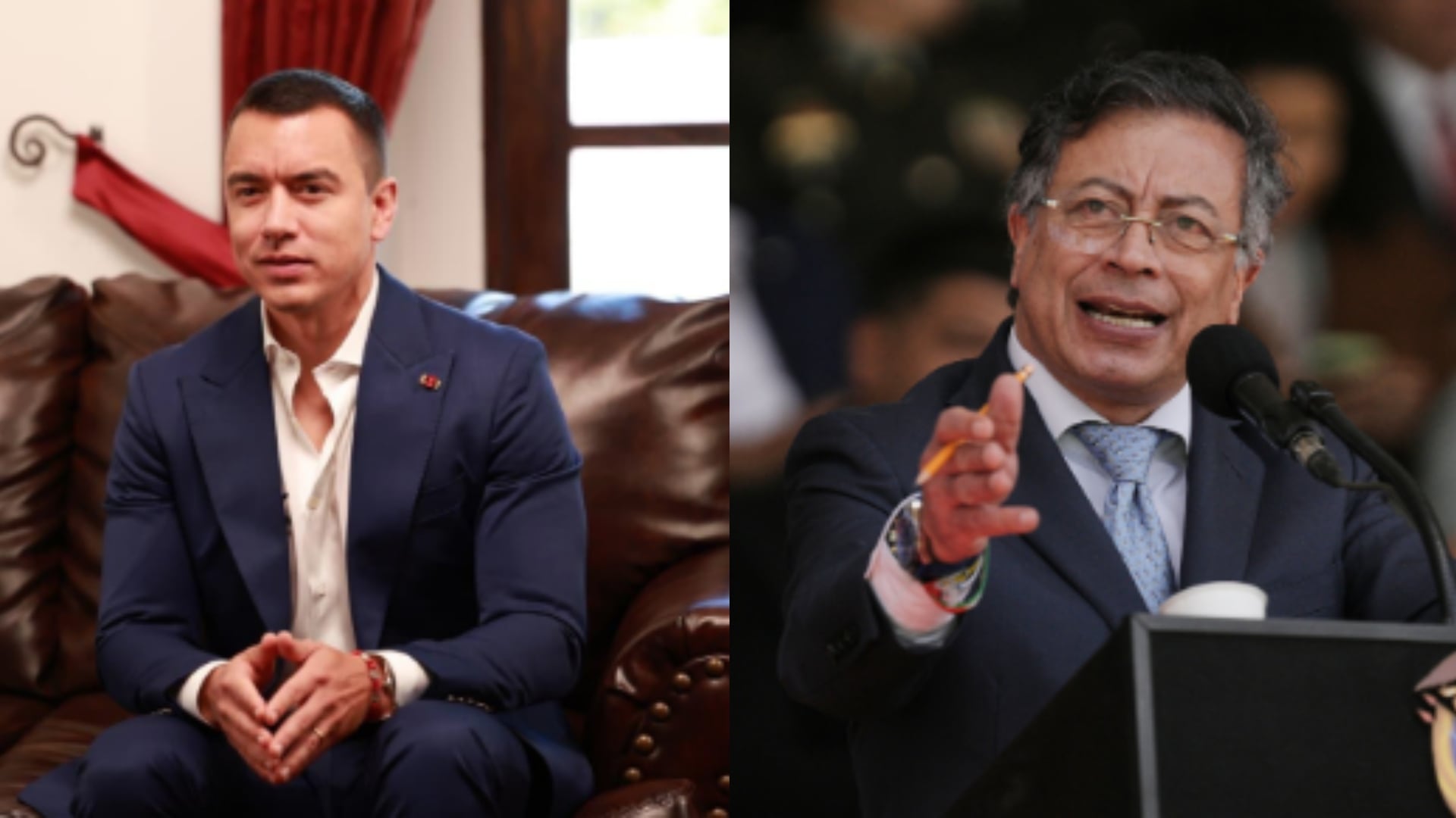 Presidente de Ecuador, Daniel Noboa y el presidente de Colombia Gustavo Petro.