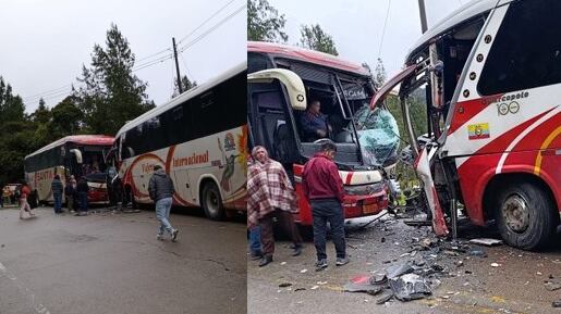 Accidente entre buses Cuenca-Loja: un herido en Loma de Oro