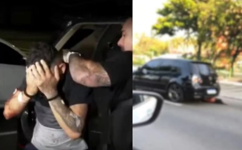 Momento en que la Policía traslada al detenido acusado de arrastrar a su expareja.