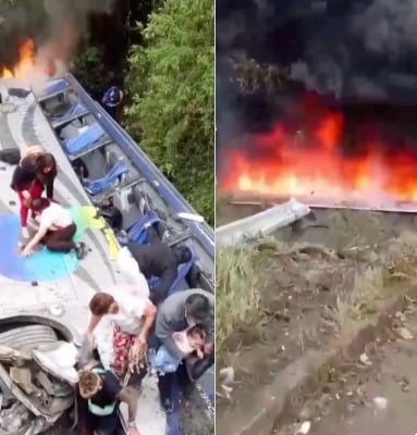 Así escaparon pasajeros del bus que cayó al abismo en Cuenca-Molleturo antes de incendiarse