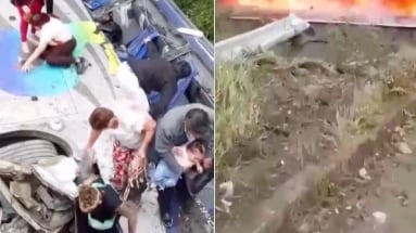 Bus cayó al abismo tras accidente en la vía Cuenca-Molleturo