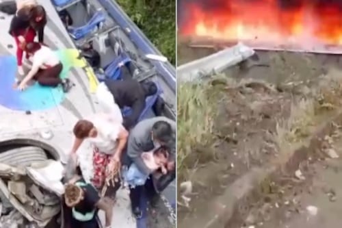 Así escaparon pasajeros del bus que cayó al abismo en Cuenca-Molleturo antes de incendiarse