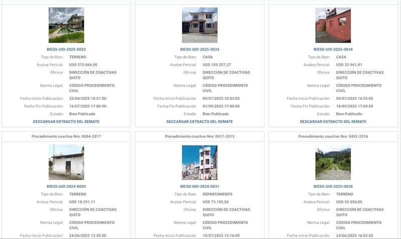 Remates de casas y terrenos del BIESS