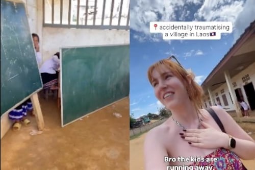 ¡Pensaron que era un fantasma! Niños en Laos corren al ver a extranjera blanca