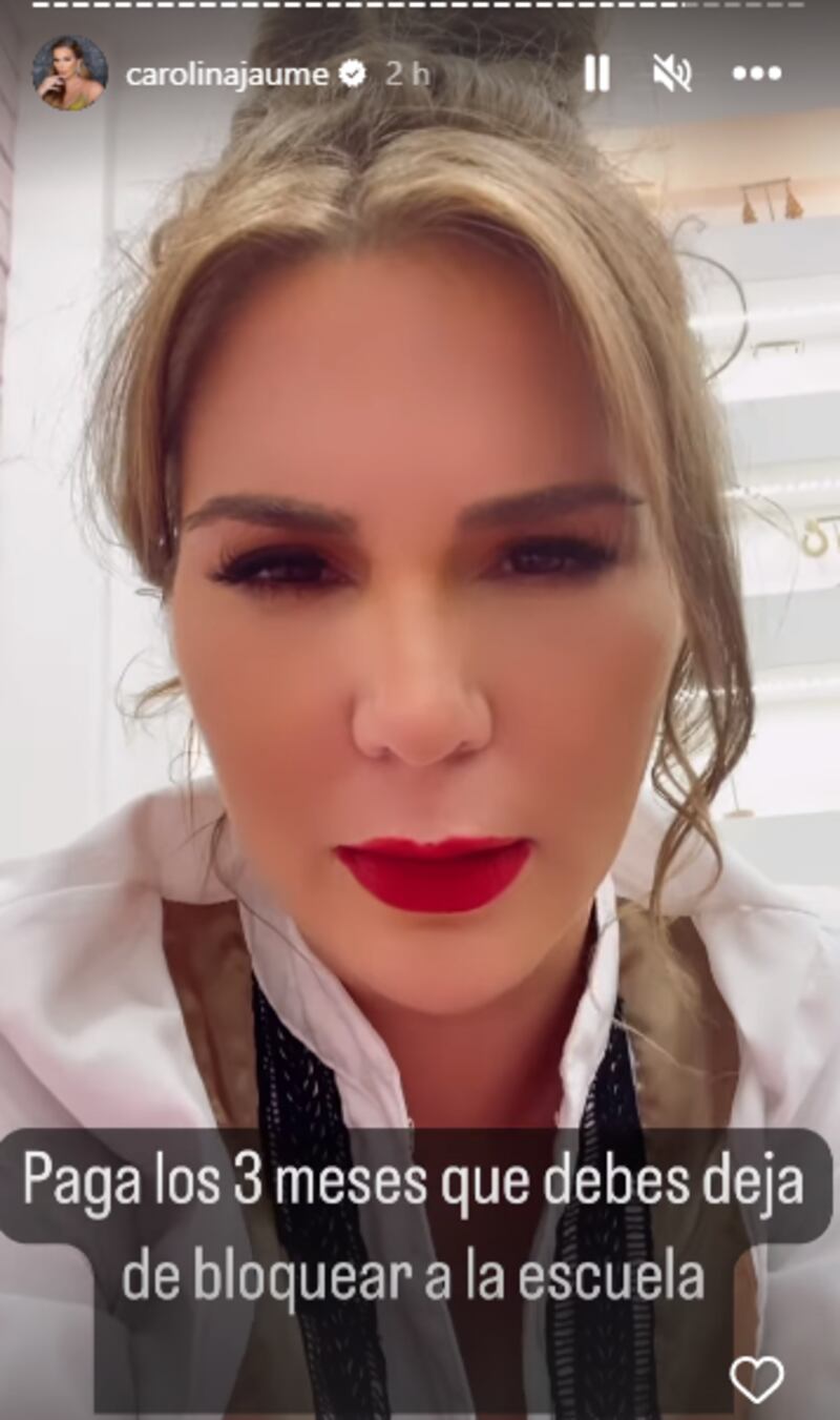 Captura de historia de Instagram de Carolina Jaume