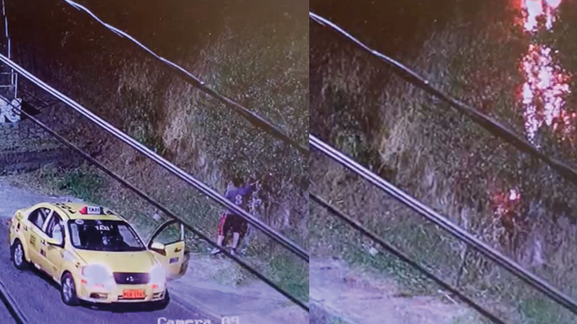 Cámara captó a un taxista provocando incendio en el norte de Quito