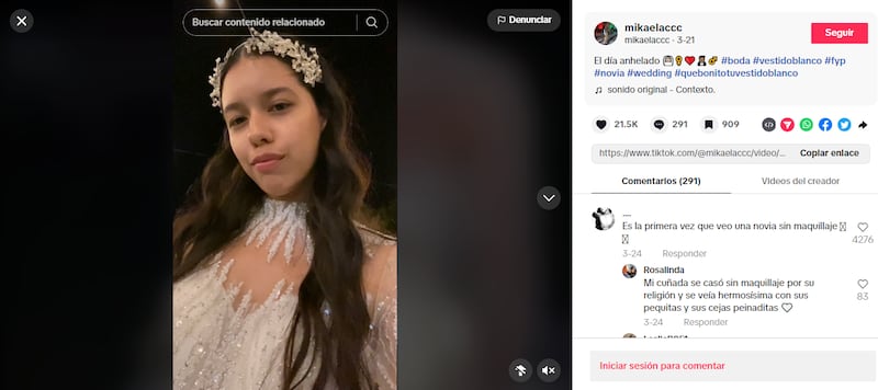 Esta novia se ha robado la atención en internet por ir sin maquillaje a su boda