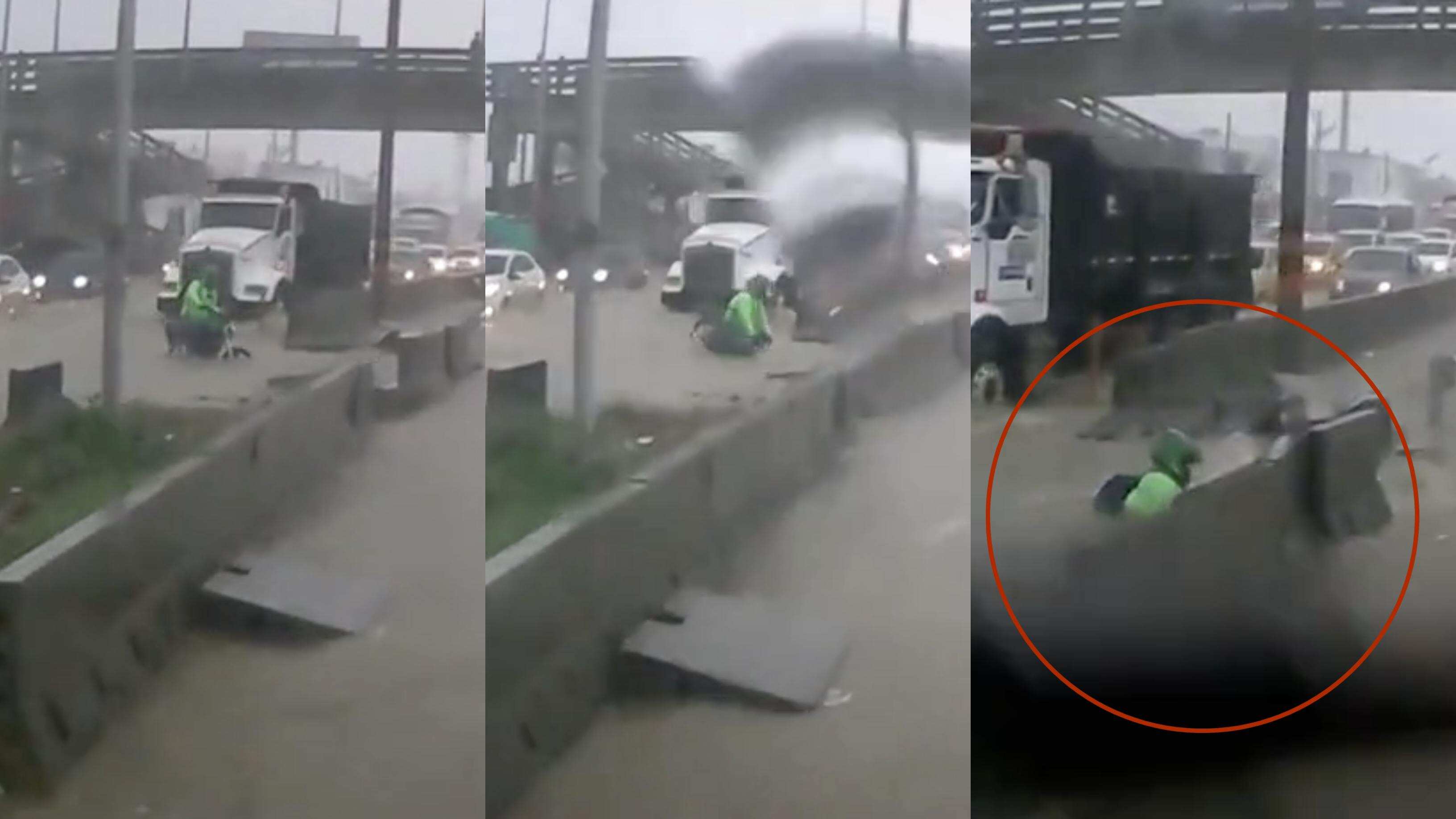 En Tiktok se hizo viral el accidente un motociclista en Barranquilla, en medio de un arroyo.